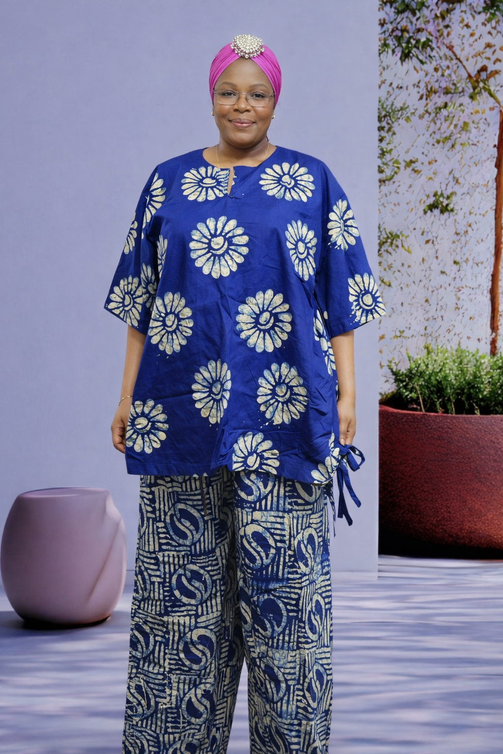 African Print Two-Piece Set for Women | Plus-Size Kampala Top & Pants Outfit