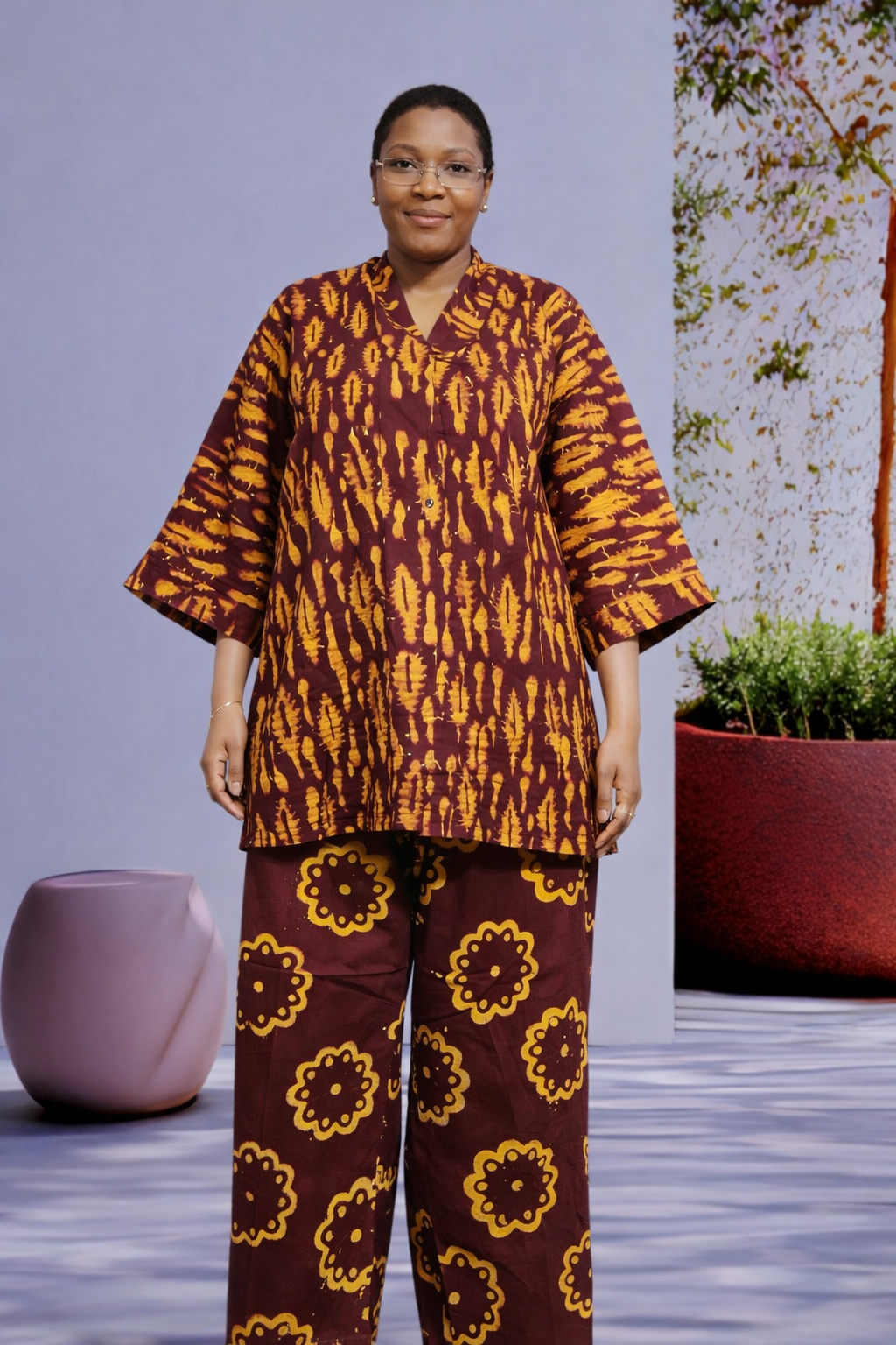 African Print Two-Piece Set for Women | Plus-Size Kampala Top & Pants Outfit