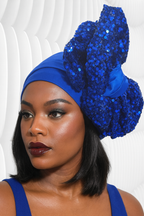 Handcrafted Turban with sequence embellishment for women.