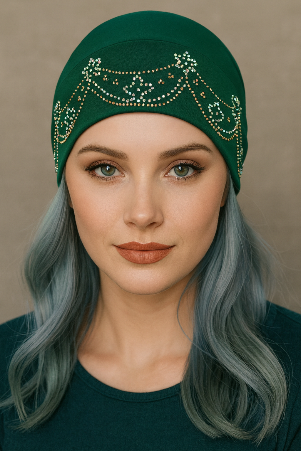 Undercover cap with Rhinestone designs.