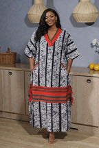 African Print Kaftan Dress for Women | Plus Size Boubou with Pockets