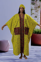 Front Zipper Ankara Boubou for women, with 2 front pockets, fully stoned.