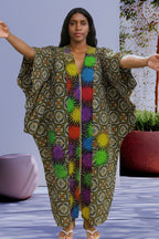 Front Zipper Ankara Boubou for women, with 2 front pockets, fully stoned.