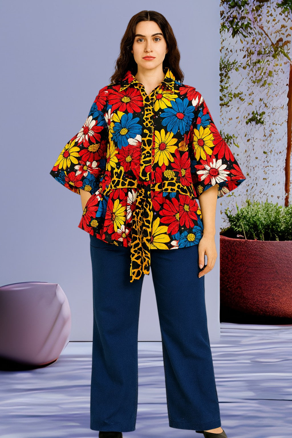 Butterfly Sleeve Ankara Top for women. Suitable to be worn on Pant