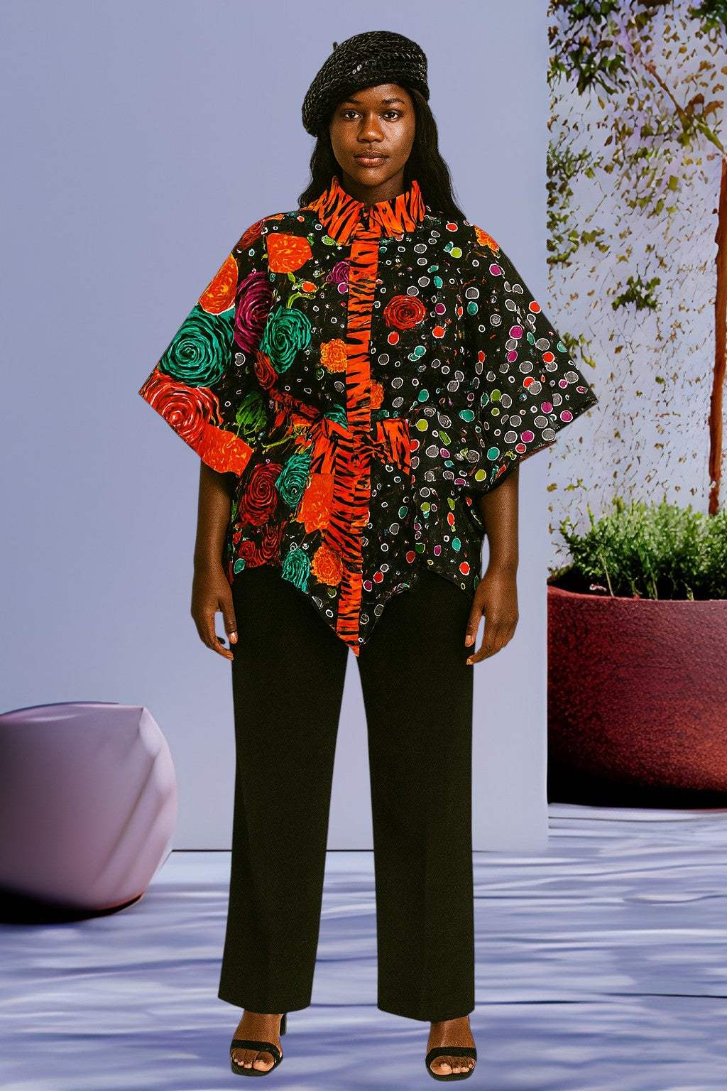 Butterfly Sleeve Ankara Top for women. Suitable to be worn on Pant