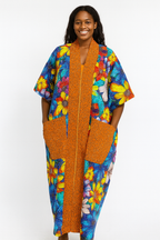 Front Zipper Ankara Boubou for women, with 2 front pockets, fully stoned.