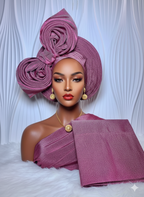 Pre-Tied African Head Tie with Rosette turban-gele