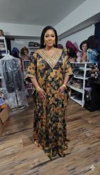 Dubai Abaya Kaftan with Rhinestone design and Neat embroidery for women