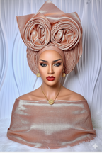 Pre-Tied African Head Tie with Rosette turban-gele