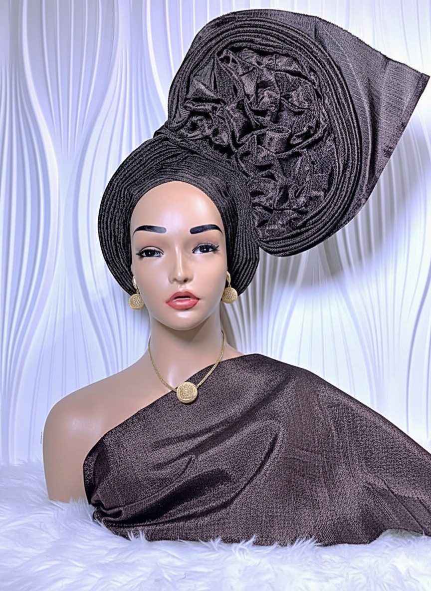 Pre-Tied African Head Tie with Rosette turban-gele