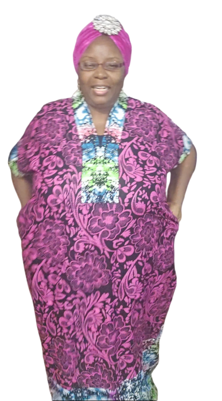 Short Sleeve Ankara Dress for women with 2 side pockets