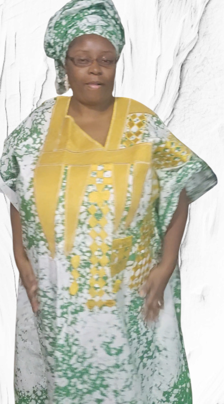 Kampala boubou with embodery design in front for women.