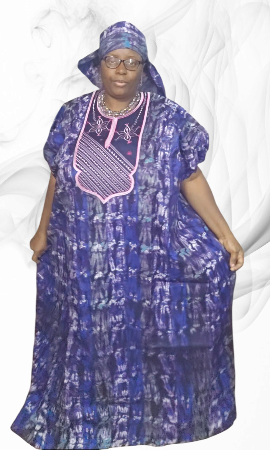 Kampala boubou with embodery design in front for women.