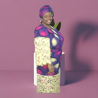 African Ankara Iro and Buba Set: 3-Piece Colorful African Print with lace materials mix for women