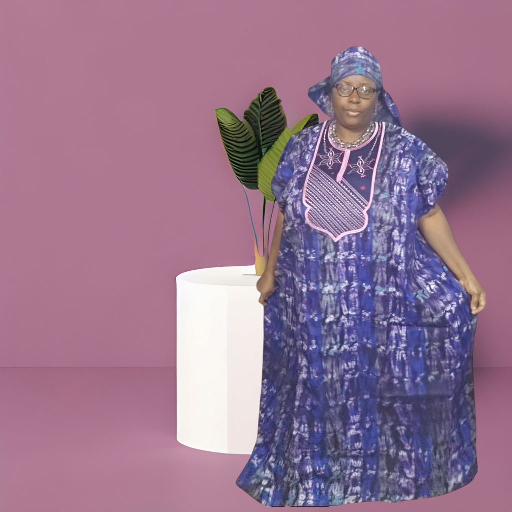 Kampala boubou with embodery design in front for women.