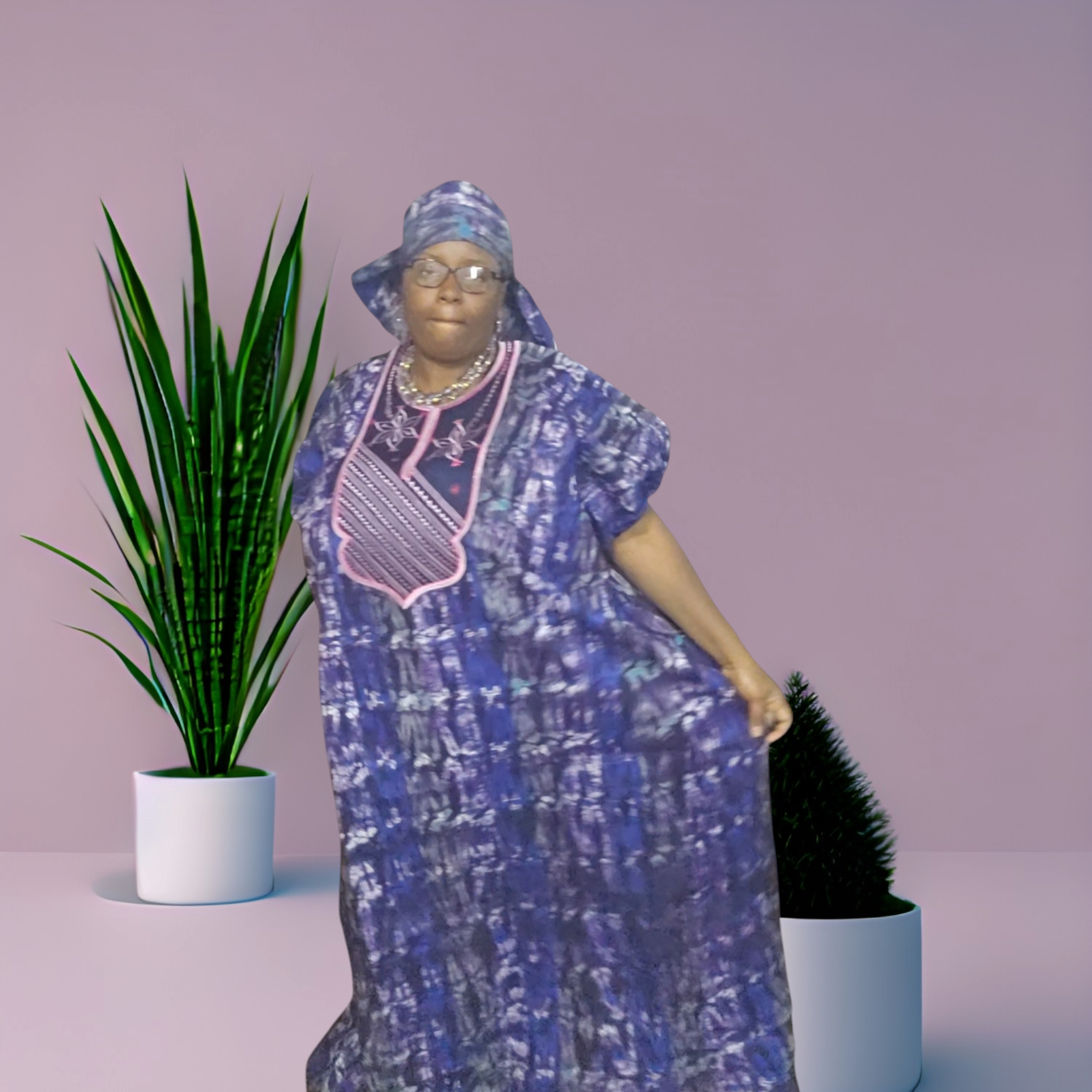 Kampala boubou with embodery design in front for women.