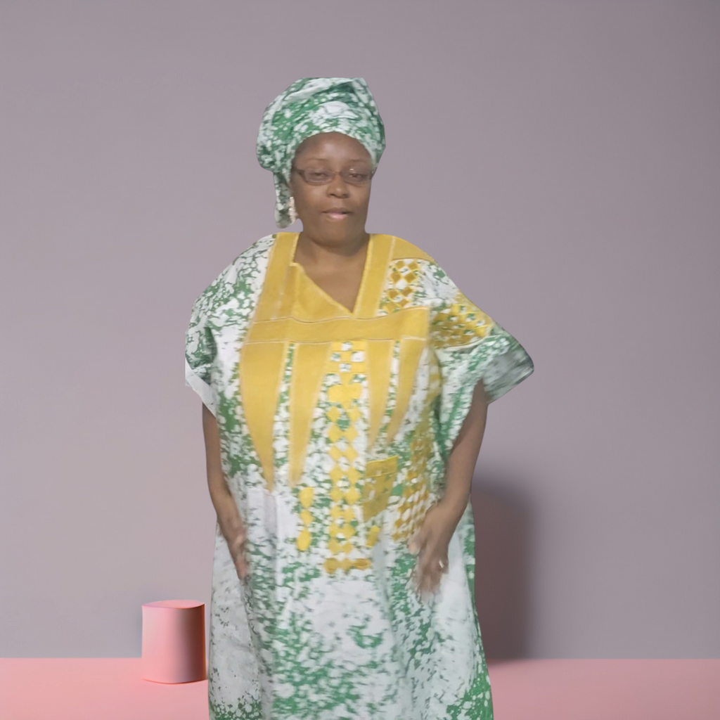 Kampala boubou with embodery design in front for women.