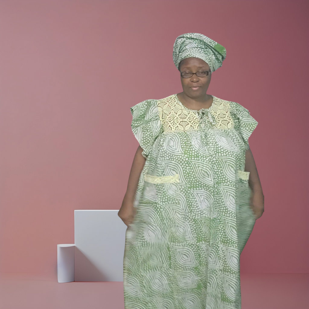 Short Sleeve Ankara Dress for women with 2 side pockets