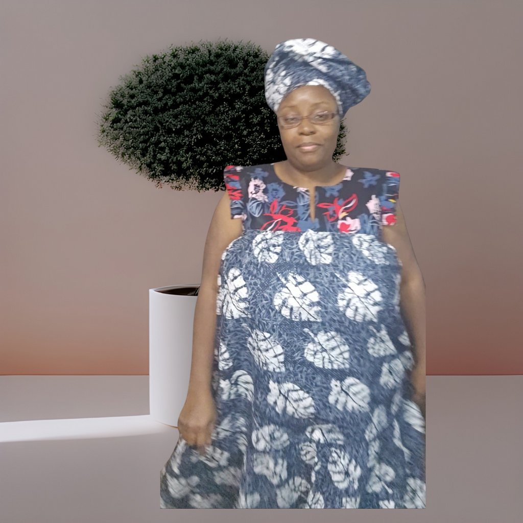 Short Sleeve Ankara Dress for women with 2 side pockets