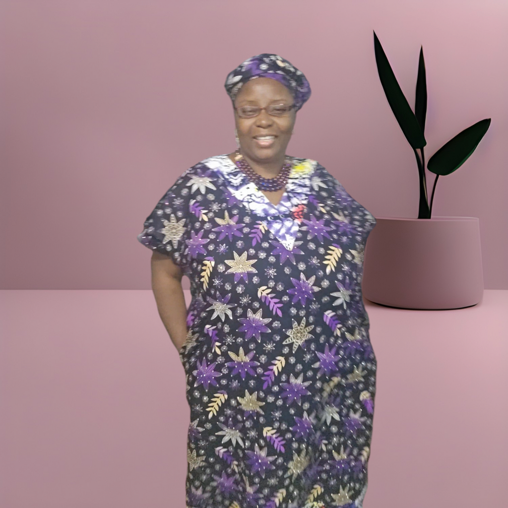 Short Sleeve Ankara Dress for women with 2 side pockets