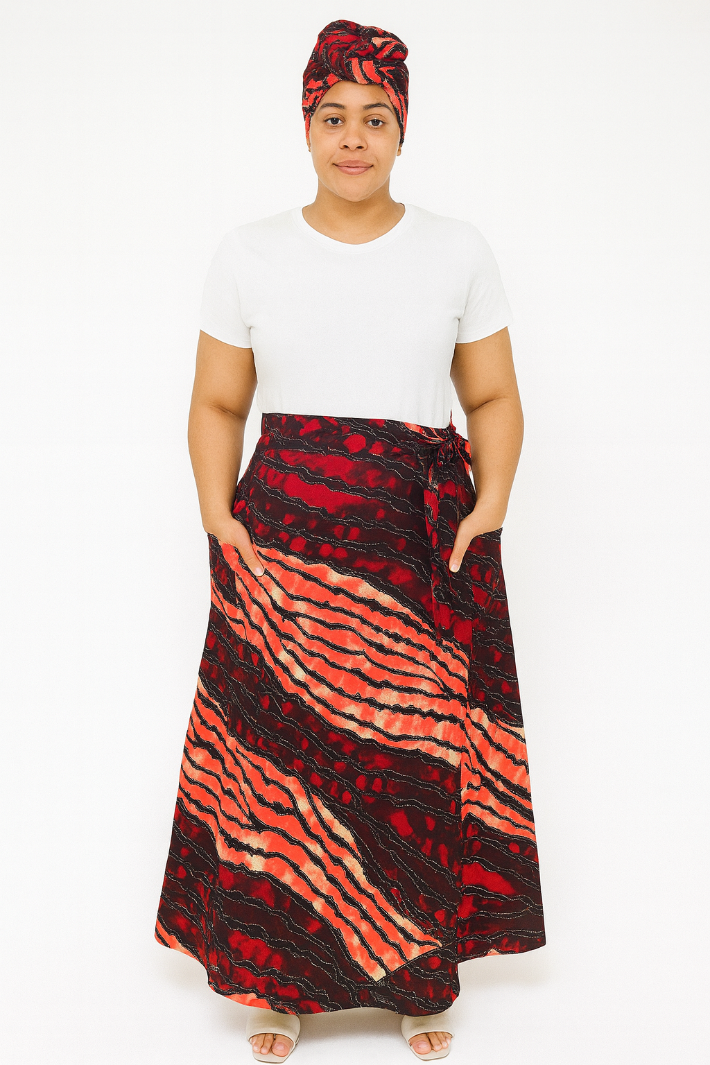 Fully Stoned Ankara Wrap Skirt with Head wrap