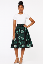 Kneel length Ankara Skirt with Rhinestone designs for women.