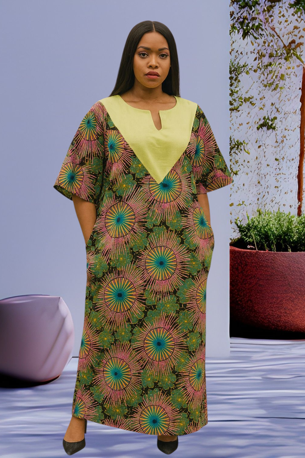 Short Sleeve ankara Bubu Dress for women. Free to wear