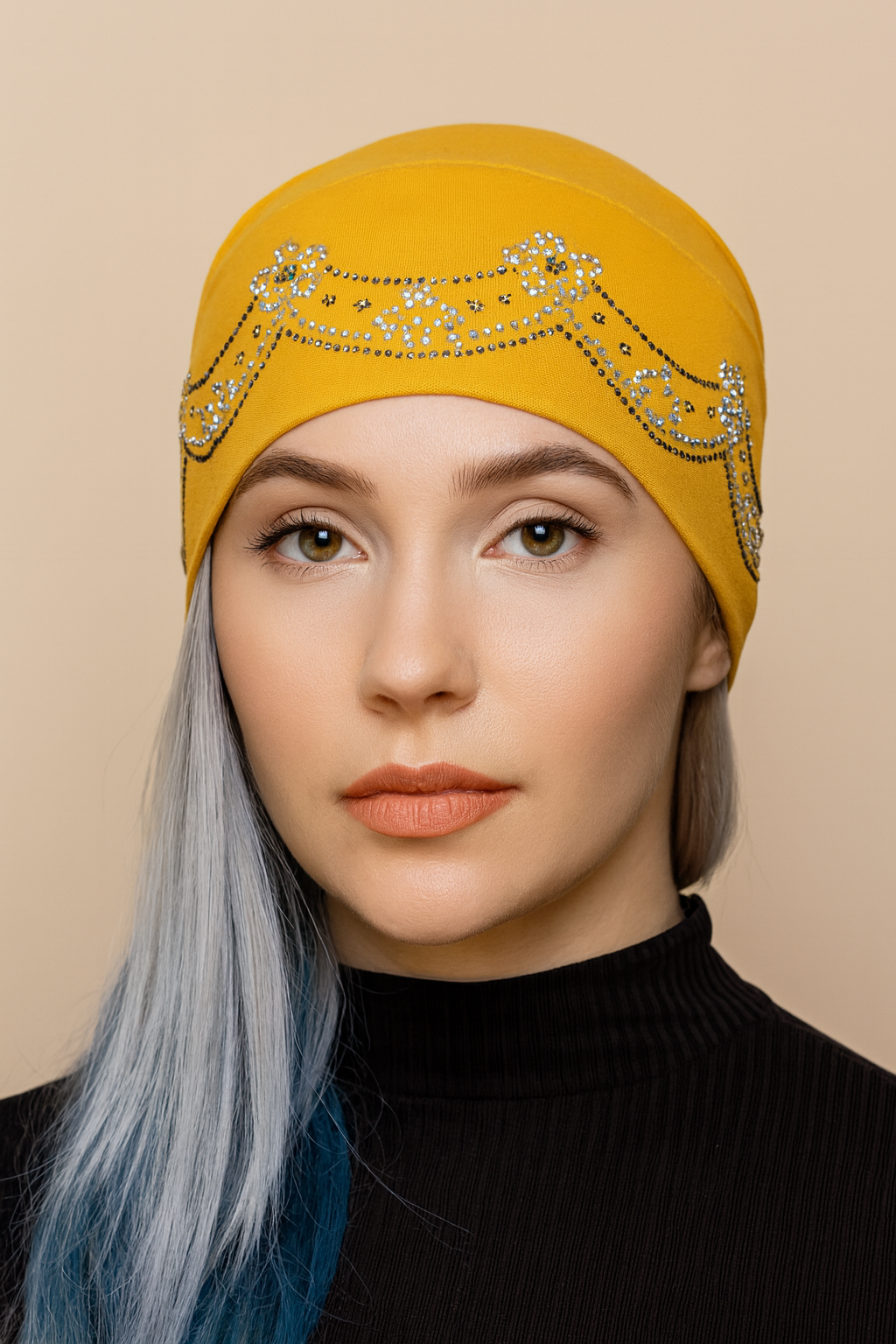 Undercover cap with Rhinestone designs.