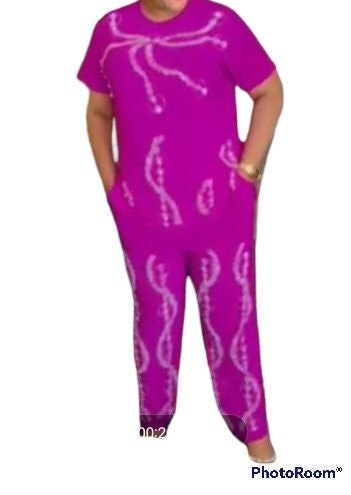 2 piece Top and Pant for women Blue and Fucial Pink