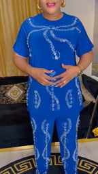 2 piece Top and Pant for women Blue and Fucial Pink