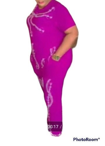 2 piece Top and Pant for women Blue and Fucial Pink