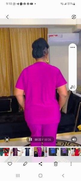 2 piece Top and Pant for women Blue and Fucial Pink