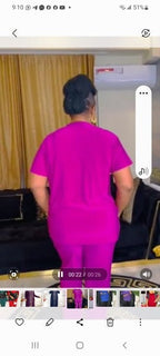 2 piece Top and Pant for women Blue and Fucial Pink