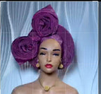 Side Bow Purple Aso Oke Auto Gele – Effortless Elegance by Jazron LLC: Home of African Fashion