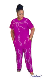 2 piece Top and Pant for women Blue and Fucial Pink