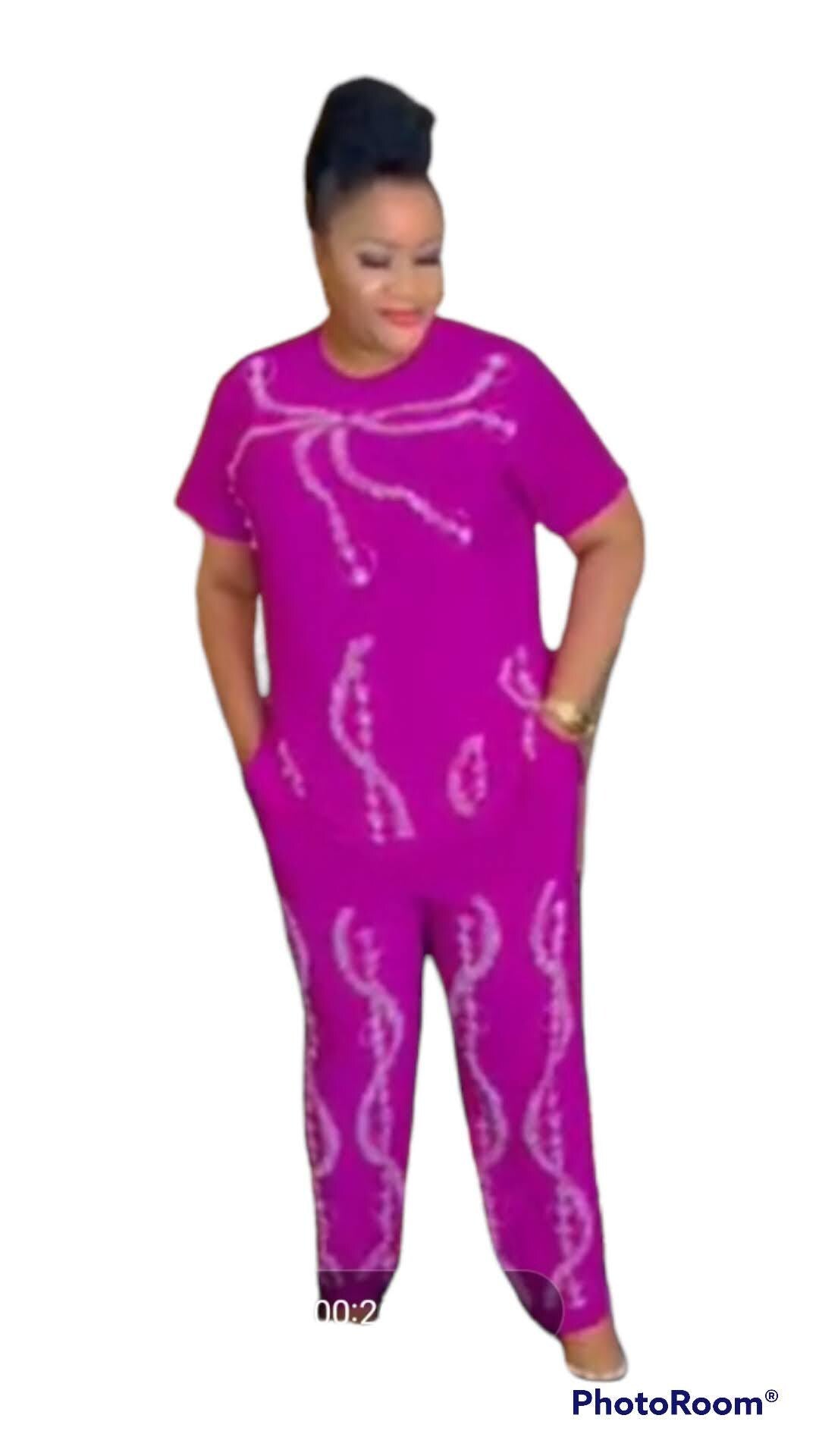 2 piece Top and Pant for women Blue and Fucial Pink