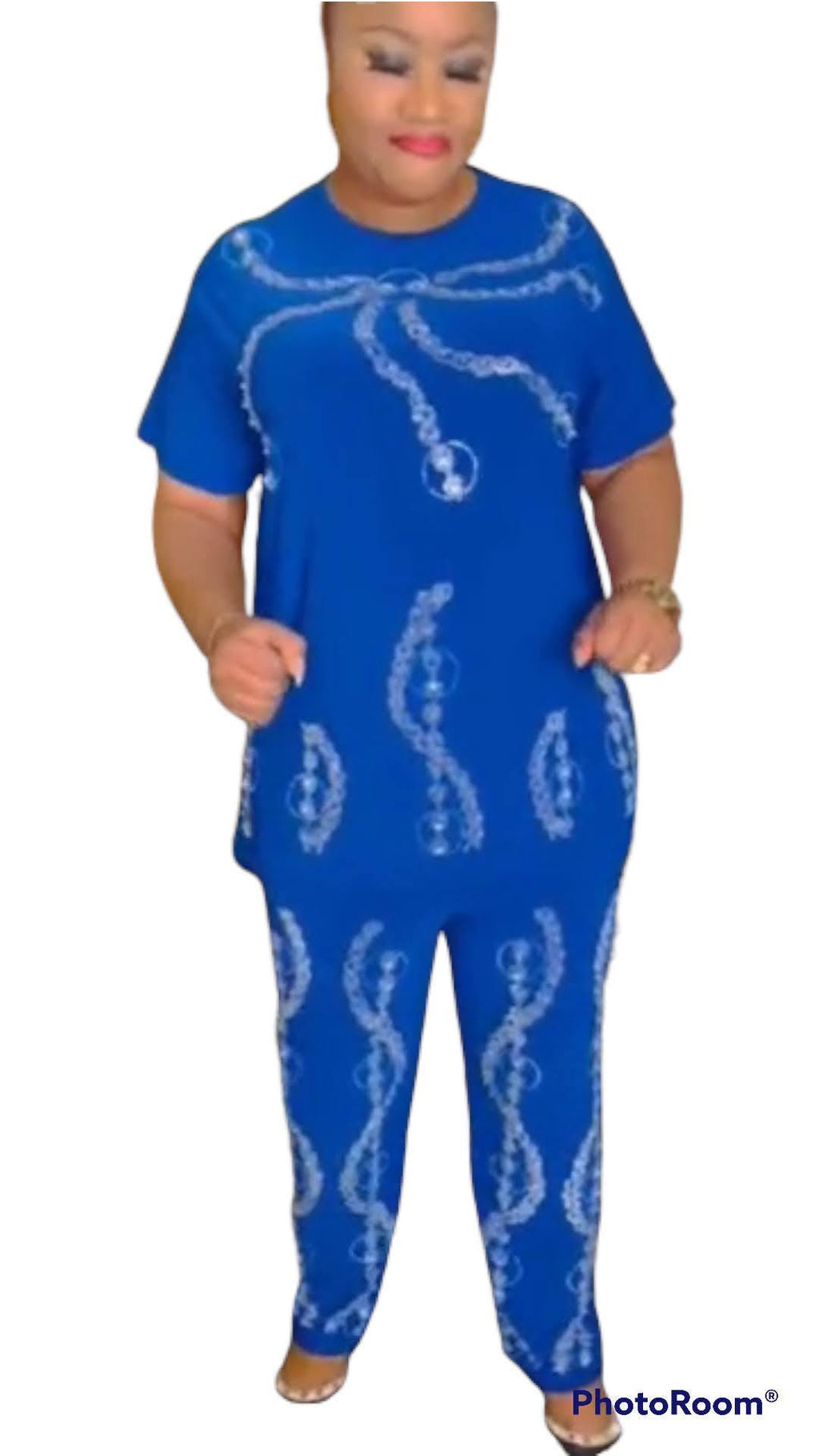 2 piece Top and Pant for women Blue and Fucial Pink