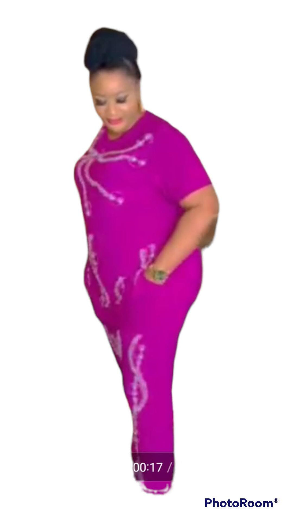 2 piece Top and Pant for women Blue and Fucial Pink