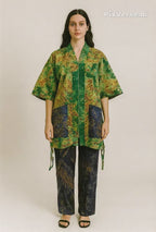 Jazron 2 Pieces Kampala Top and Pant with 2 different materials with Rhinestone design  for women