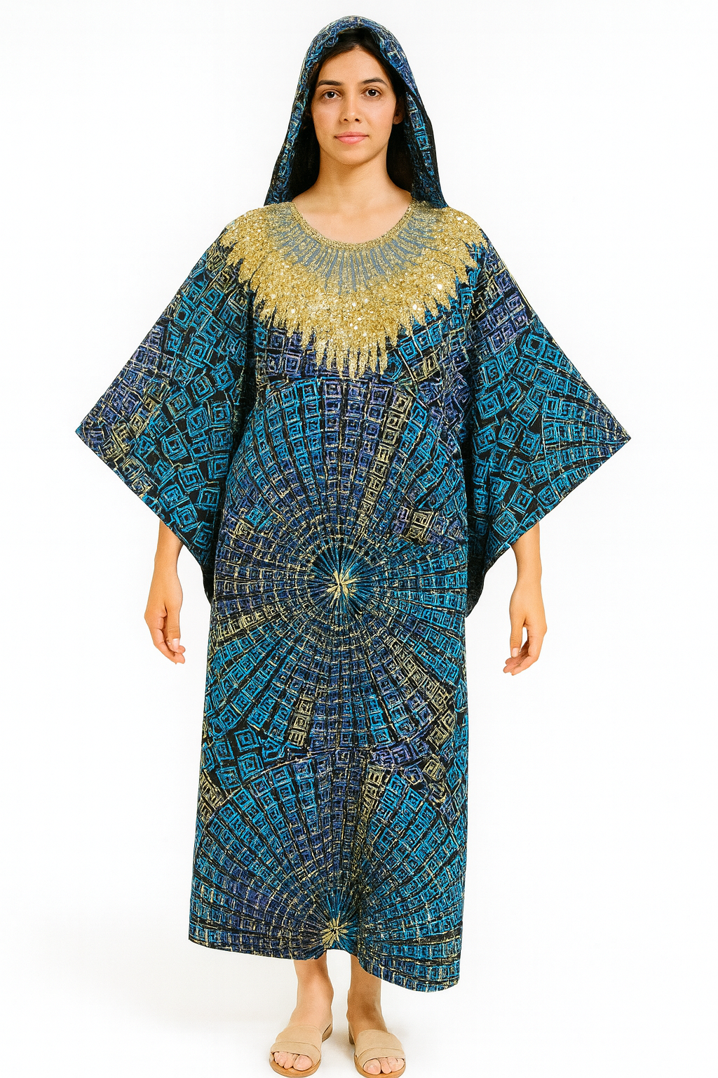 Ankara buterfly Sleeve with inner belt, fully stoned, Bubu for women