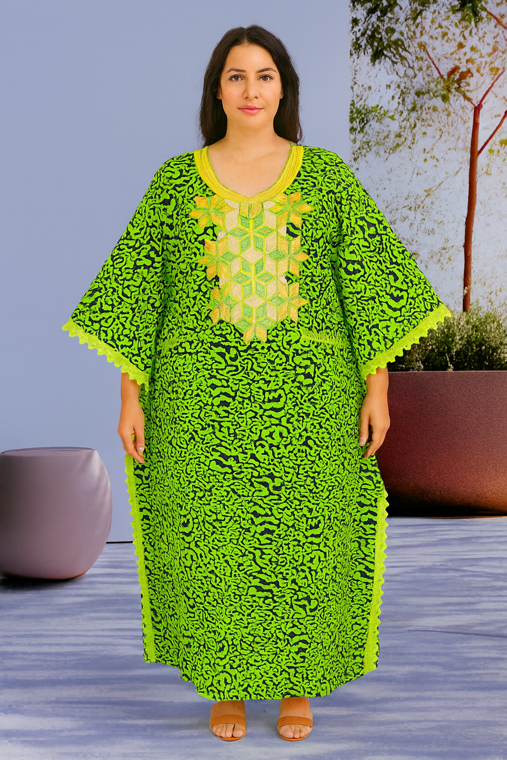 Ankara buterfly Sleeve with inner belt, fully stoned, Bubu for women