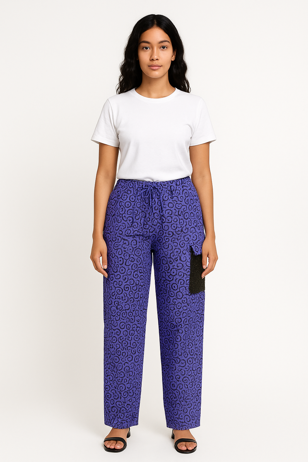 Ankara Cargo Pant for women. African Print Cotton, Elastic Waist with Band.