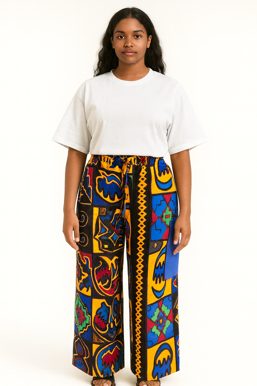 Ankara Cargo Pant for women. African Print Cotton, Elastic Waist with Band.