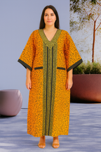 Ankara with bead and sequence design Boubou with Butterfly sleeve fully stoned. Kaftan for women