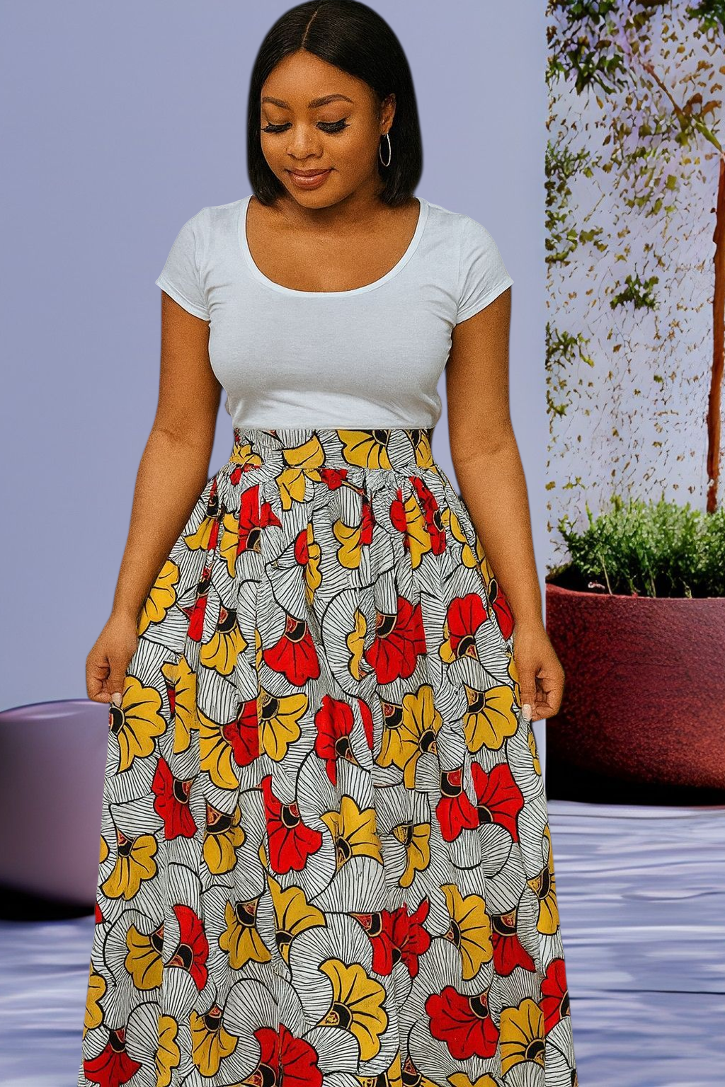 Polyester Skirt with front Slit for women