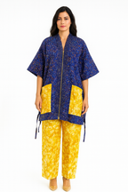 Jazron 2 Pieces Kampala Top and Pant with 2 different materials with Rhinestone design  for women