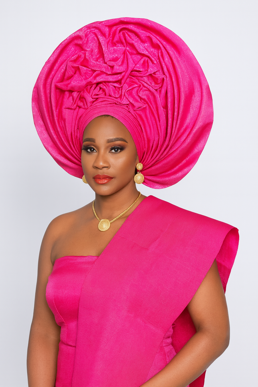 Aso Oke Auto Gele, Pre Tie Head wrap, Party Ready with Shoulder Scarf.