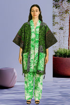 Jazron 2 Pieces Kampala Top and Pant with 2 different materials with Rhinestone design  for women