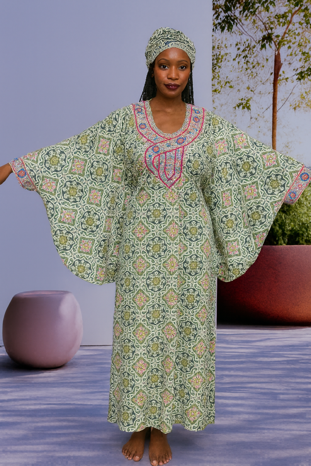 Abaya Dress with Butterfly sleeve for women. fully stoned and neatly design with embodery