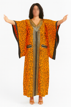 Ankara with bead and sequence design Boubou with Butterfly sleeve fully stoned. Kaftan for women